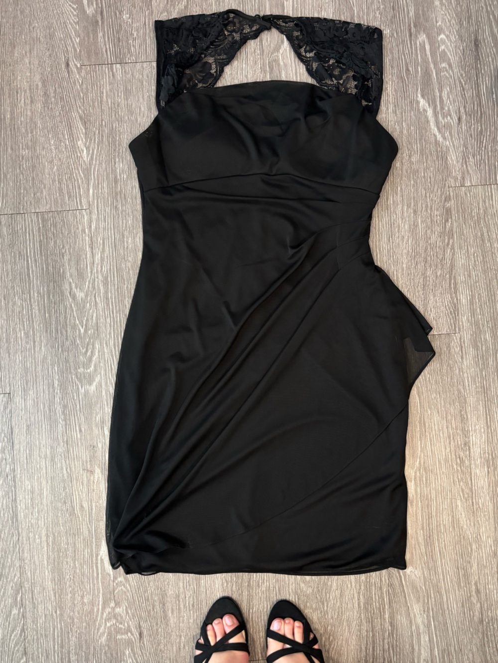 Scarlett Black Lace-Trim Midi Dress